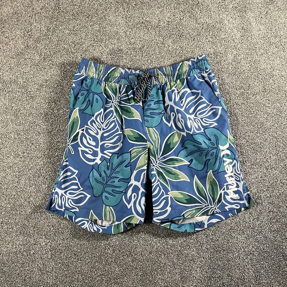 Hurley Blue Tropical Floral Board Shorts Swim Trunks Men's Medium Surf